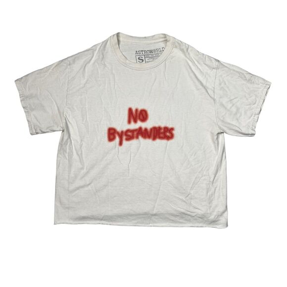 Travis Scott 2018 Astroworld Tour No Bystanders Cropped Tee T-Shirt White Small - Picture 1 of 7